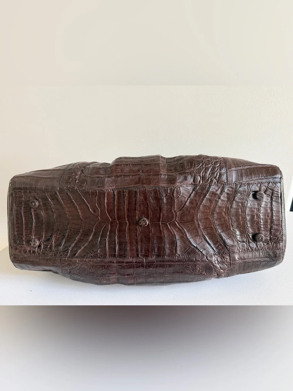 NANCY GONZALEZ Genuine Crocodile Top Handle Shoulder Bag Handbag, Brown